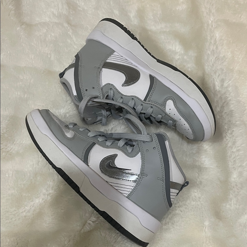 Nike Grey and White High-Top Sneakers